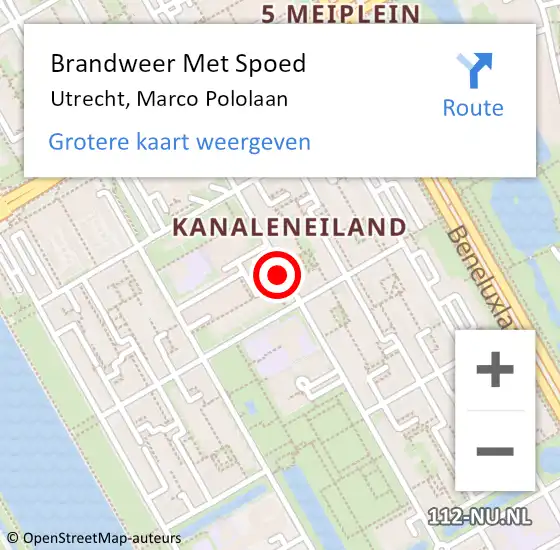 Locatie op kaart van de 112 melding: Brandweer Met Spoed Naar Utrecht, Marco Pololaan op 14 februari 2019 23:22