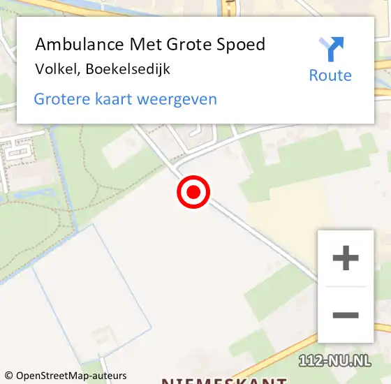 Locatie op kaart van de 112 melding: Ambulance Met Grote Spoed Naar Volkel, Boekelsedijk op 14 februari 2019 23:47