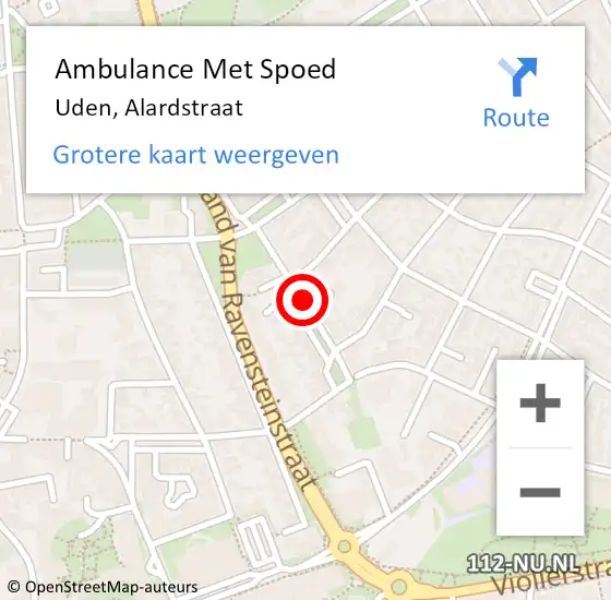 Locatie op kaart van de 112 melding: Ambulance Met Spoed Naar Uden, Alardstraat op 15 februari 2019 00:19