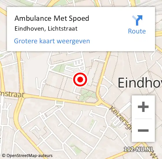 Locatie op kaart van de 112 melding: Ambulance Met Spoed Naar Eindhoven, Lichtstraat op 15 februari 2019 01:50