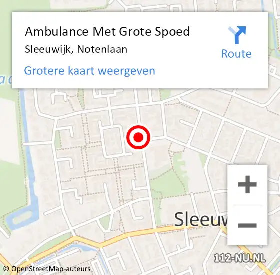 Locatie op kaart van de 112 melding: Ambulance Met Grote Spoed Naar Sleeuwijk, Notenlaan op 15 februari 2019 03:03