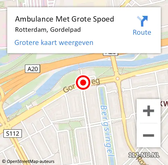 Locatie op kaart van de 112 melding: Ambulance Met Grote Spoed Naar Rotterdam, Gordelpad op 15 februari 2019 04:38