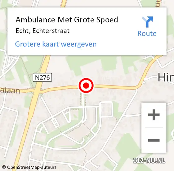 Locatie op kaart van de 112 melding: Ambulance Met Grote Spoed Naar Echt, Echterstraat op 15 februari 2019 04:56