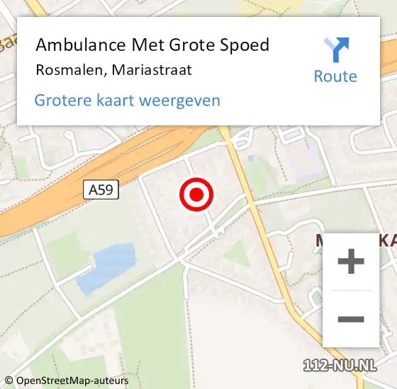 Locatie op kaart van de 112 melding: Ambulance Met Grote Spoed Naar Rosmalen, Mariastraat op 15 februari 2019 05:07