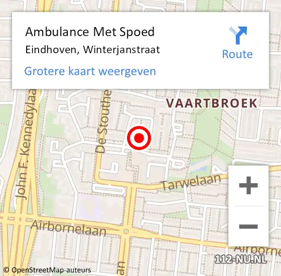 Locatie op kaart van de 112 melding: Ambulance Met Spoed Naar Eindhoven, Winterjanstraat op 15 februari 2019 06:34