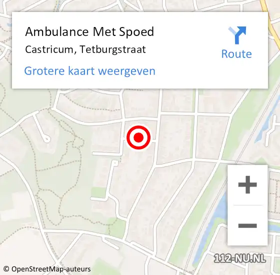 Locatie op kaart van de 112 melding: Ambulance Met Spoed Naar Castricum, Tetburgstraat op 15 februari 2019 07:11