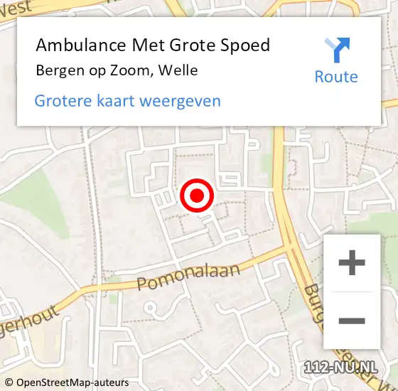 Locatie op kaart van de 112 melding: Ambulance Met Grote Spoed Naar Bergen op Zoom, Welle op 15 februari 2019 08:18