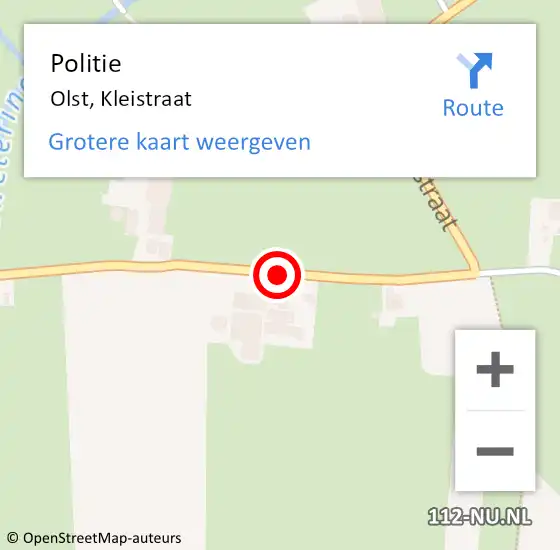 Locatie op kaart van de 112 melding: Politie Olst, Kleistraat op 15 februari 2019 08:31