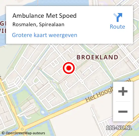 Locatie op kaart van de 112 melding: Ambulance Met Spoed Naar Rosmalen, Spirealaan op 15 februari 2019 09:20