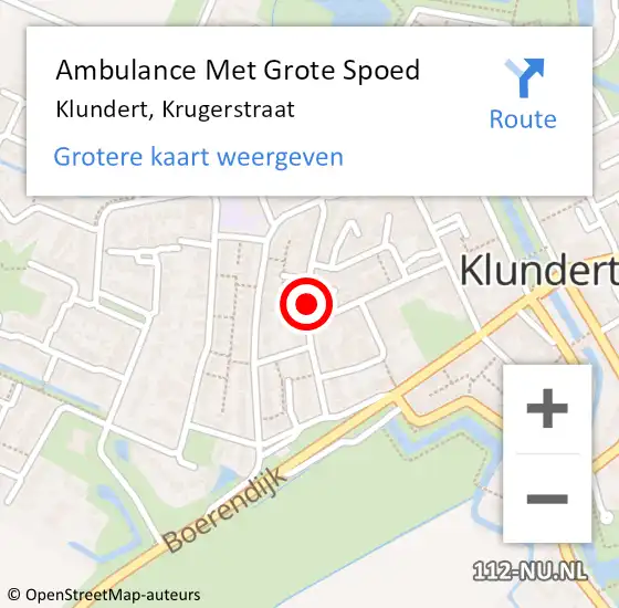 Locatie op kaart van de 112 melding: Ambulance Met Grote Spoed Naar Klundert, Krugerstraat op 15 februari 2019 09:21