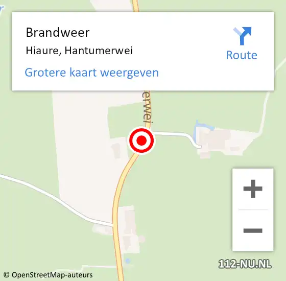 Locatie op kaart van de 112 melding: Brandweer Hiaure, Hantumerwei op 15 februari 2019 09:33