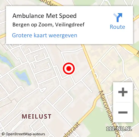 Locatie op kaart van de 112 melding: Ambulance Met Spoed Naar Bergen op Zoom, Veilingdreef op 15 februari 2019 09:47
