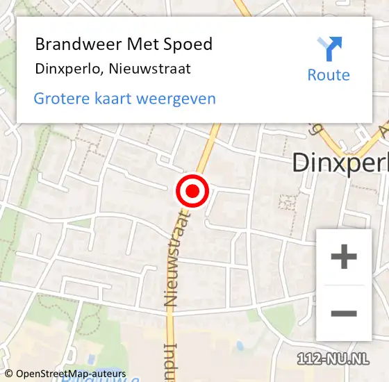 Locatie op kaart van de 112 melding: Brandweer Met Spoed Naar Dinxperlo, Nieuwstraat op 15 februari 2019 09:54