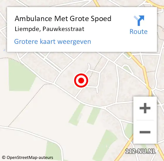 Locatie op kaart van de 112 melding: Ambulance Met Grote Spoed Naar Liempde, Pauwkesstraat op 7 september 2013 15:11