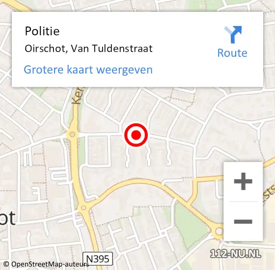 Locatie op kaart van de 112 melding: Politie Oirschot, Van Tuldenstraat op 15 februari 2019 10:57