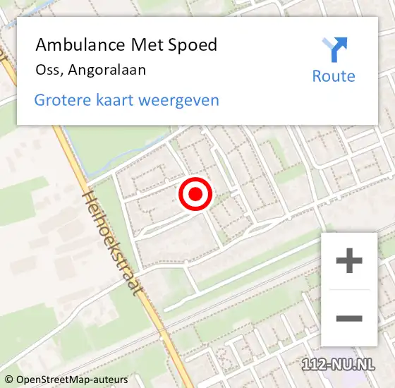 Locatie op kaart van de 112 melding: Ambulance Met Spoed Naar Oss, Angoralaan op 15 februari 2019 10:58