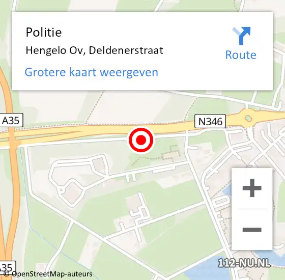 Locatie op kaart van de 112 melding: Politie Hengelo Ov, Deldenerstraat op 15 februari 2019 11:03