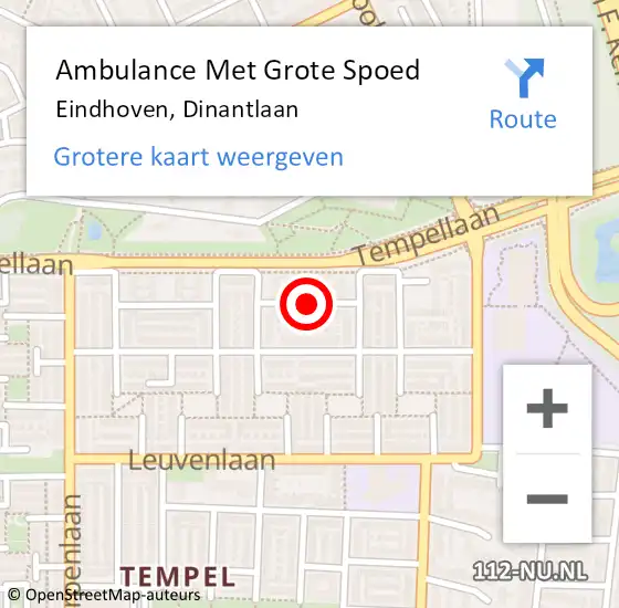 Locatie op kaart van de 112 melding: Ambulance Met Grote Spoed Naar Eindhoven, Dinantlaan op 15 februari 2019 11:15
