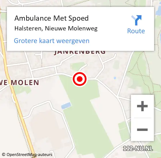 Locatie op kaart van de 112 melding: Ambulance Met Spoed Naar Halsteren, Nieuwe Molenweg op 15 februari 2019 11:40