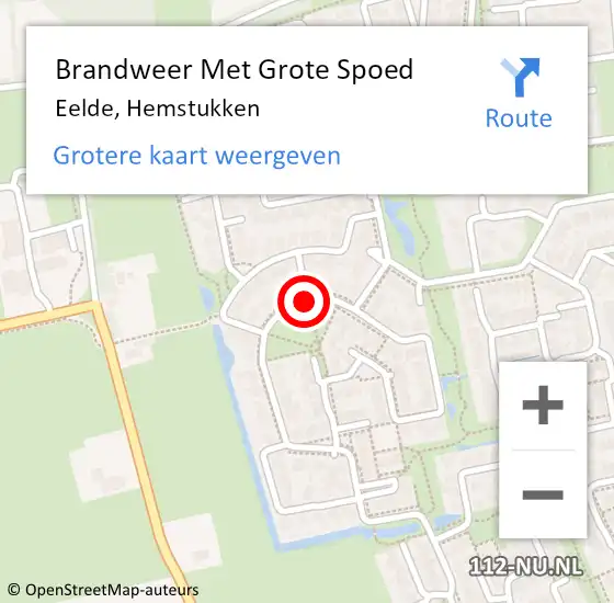 Locatie op kaart van de 112 melding: Brandweer Met Grote Spoed Naar Eelde, Hemstukken op 15 februari 2019 11:46