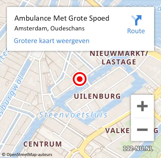 Locatie op kaart van de 112 melding: Ambulance Met Grote Spoed Naar Amsterdam, Oudeschans op 15 februari 2019 11:58