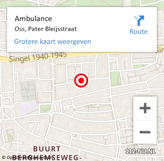 Locatie op kaart van de 112 melding: Ambulance Oss, Pater Bleijsstraat op 15 februari 2019 13:13