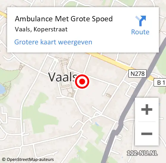 Locatie op kaart van de 112 melding: Ambulance Met Grote Spoed Naar Vaals, Koperstraat op 23 maart 2014 18:38