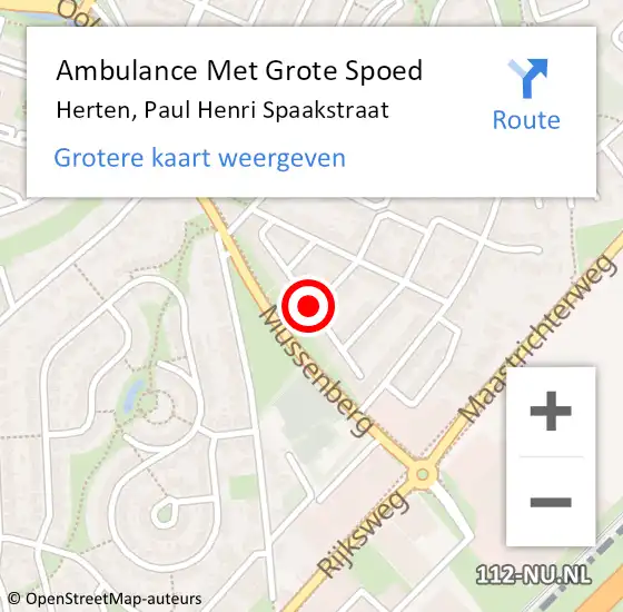 Locatie op kaart van de 112 melding: Ambulance Met Grote Spoed Naar Herten, Paul Henri Spaakstraat op 15 februari 2019 13:50