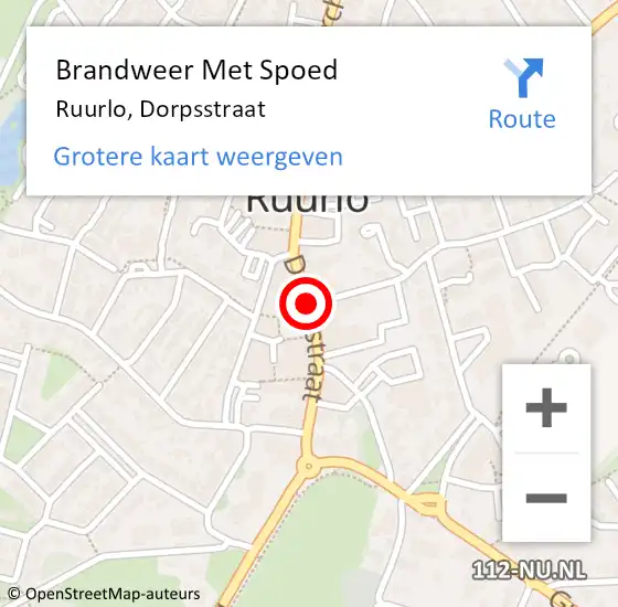 Locatie op kaart van de 112 melding: Brandweer Met Spoed Naar Ruurlo, Dorpsstraat op 15 februari 2019 14:19