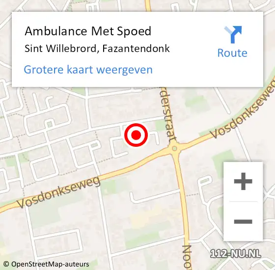 Locatie op kaart van de 112 melding: Ambulance Met Spoed Naar Sint Willebrord, Fazantendonk op 15 februari 2019 14:57