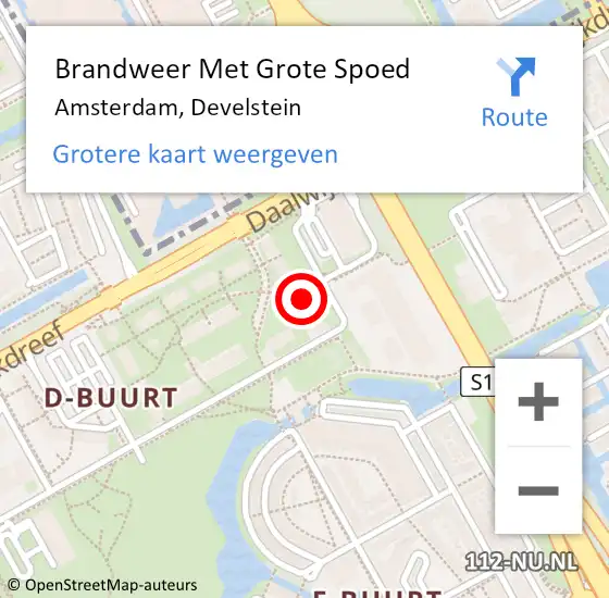 Locatie op kaart van de 112 melding: Brandweer Met Grote Spoed Naar Amsterdam, Develstein op 15 februari 2019 15:02