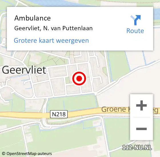 Locatie op kaart van de 112 melding: Ambulance Geervliet, N. van Puttenlaan op 15 februari 2019 15:07