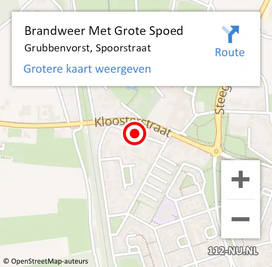 Locatie op kaart van de 112 melding: Brandweer Met Grote Spoed Naar Grubbenvorst, Spoorstraat op 15 februari 2019 15:12