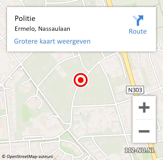 Locatie op kaart van de 112 melding: Politie Ermelo, Nassaulaan op 15 februari 2019 15:14