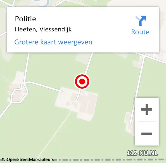 Locatie op kaart van de 112 melding: Politie Heeten, Vlessendijk op 15 februari 2019 16:06