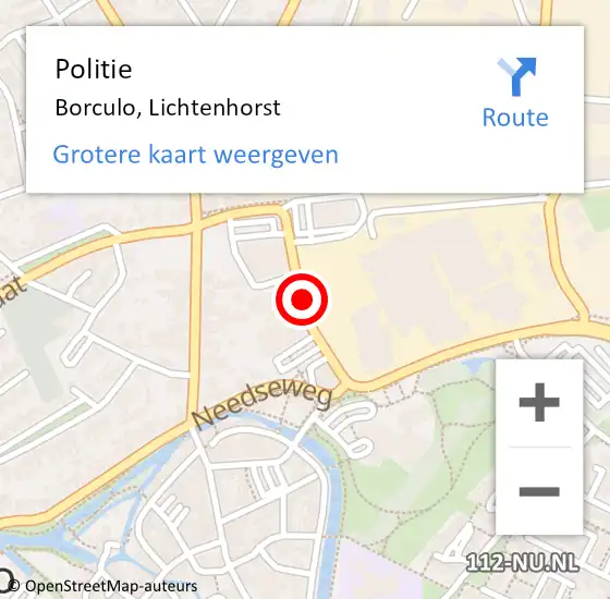 Locatie op kaart van de 112 melding: Politie Borculo, Lichtenhorst op 15 februari 2019 16:14
