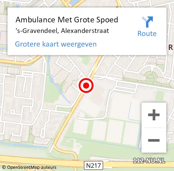 Locatie op kaart van de 112 melding: Ambulance Met Grote Spoed Naar 's-Gravendeel, Alexanderstraat op 15 februari 2019 16:19