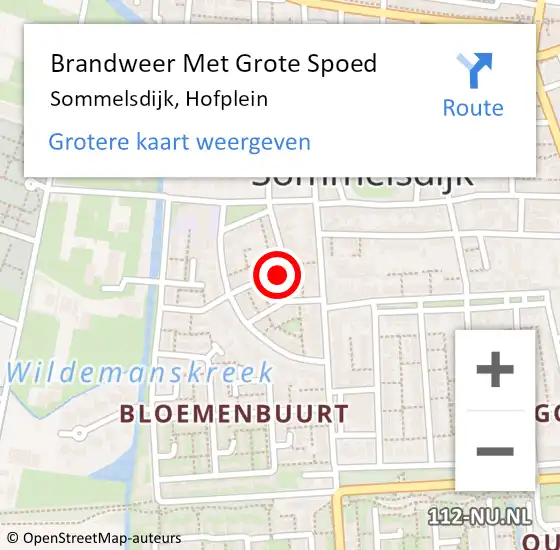 Locatie op kaart van de 112 melding: Brandweer Met Grote Spoed Naar Sommelsdijk, Hofplein op 15 februari 2019 16:36