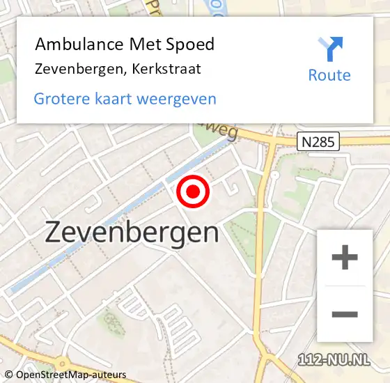 Locatie op kaart van de 112 melding: Ambulance Met Spoed Naar Zevenbergen, Kerkstraat op 15 februari 2019 16:36