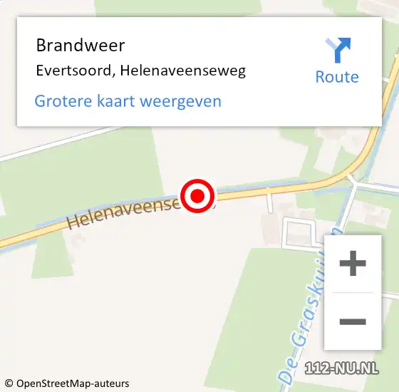 Locatie op kaart van de 112 melding: Brandweer Evertsoord, Helenaveenseweg op 15 februari 2019 17:38