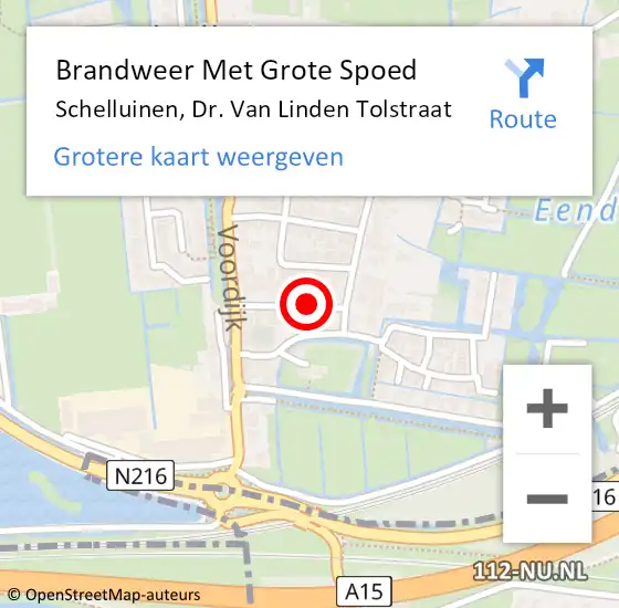 Locatie op kaart van de 112 melding: Brandweer Met Grote Spoed Naar Schelluinen, Dr. Van Linden Tolstraat op 15 februari 2019 17:40