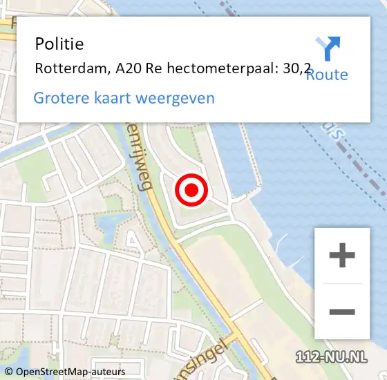 Locatie op kaart van de 112 melding: Politie Rotterdam, A16 Re hectometerpaal: 16,2 op 15 februari 2019 18:05