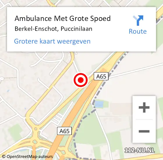 Locatie op kaart van de 112 melding: Ambulance Met Grote Spoed Naar Berkel-Enschot, Puccinilaan op 15 februari 2019 19:46