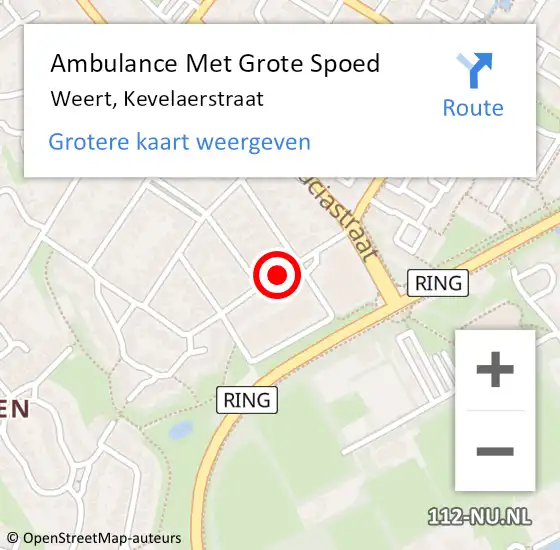 Locatie op kaart van de 112 melding: Ambulance Met Grote Spoed Naar Weert, Kevelaerstraat op 15 februari 2019 20:34