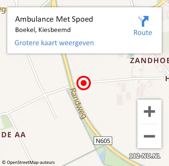 Locatie op kaart van de 112 melding: Ambulance Met Spoed Naar Boekel, Kiesbeemd op 15 februari 2019 20:51