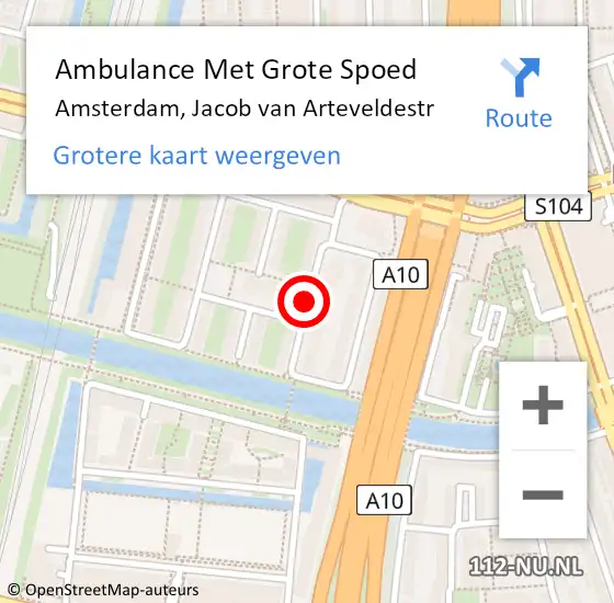 Locatie op kaart van de 112 melding: Ambulance Met Grote Spoed Naar Amsterdam, Jacob van Arteveldestr op 15 februari 2019 20:52