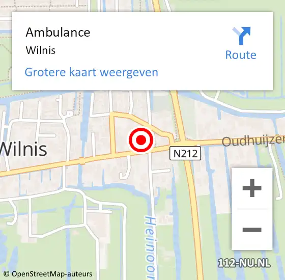 Locatie op kaart van de 112 melding: Ambulance Wilnis op 15 februari 2019 20:58