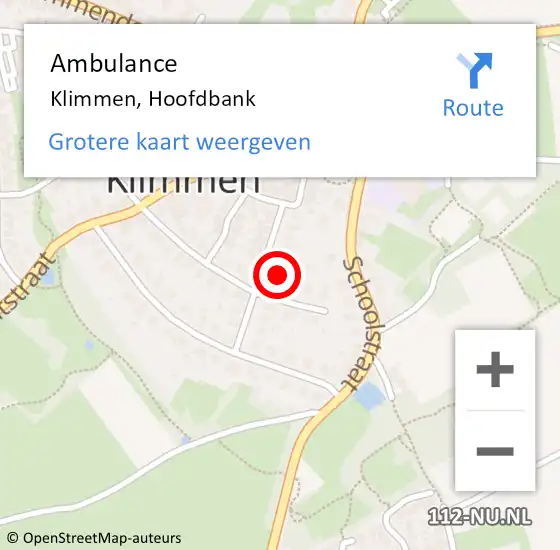 Locatie op kaart van de 112 melding: Ambulance Klimmen, Hoofdbank op 23 maart 2014 19:37