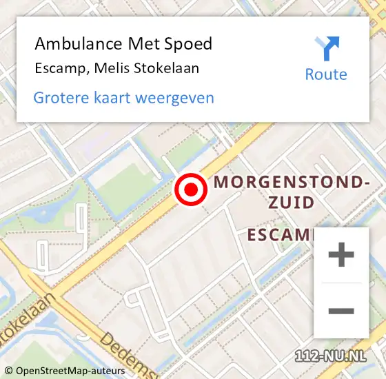 Locatie op kaart van de 112 melding: Ambulance Met Spoed Naar Escamp, Melis Stokelaan op 15 februari 2019 21:09