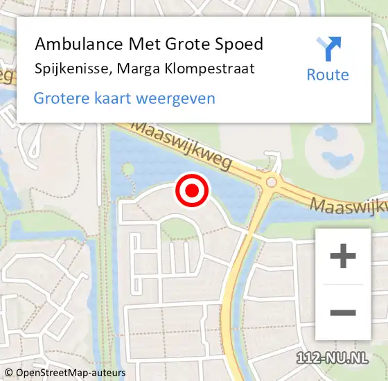 Locatie op kaart van de 112 melding: Ambulance Met Grote Spoed Naar Spijkenisse, Marga Klompestraat op 15 februari 2019 22:23